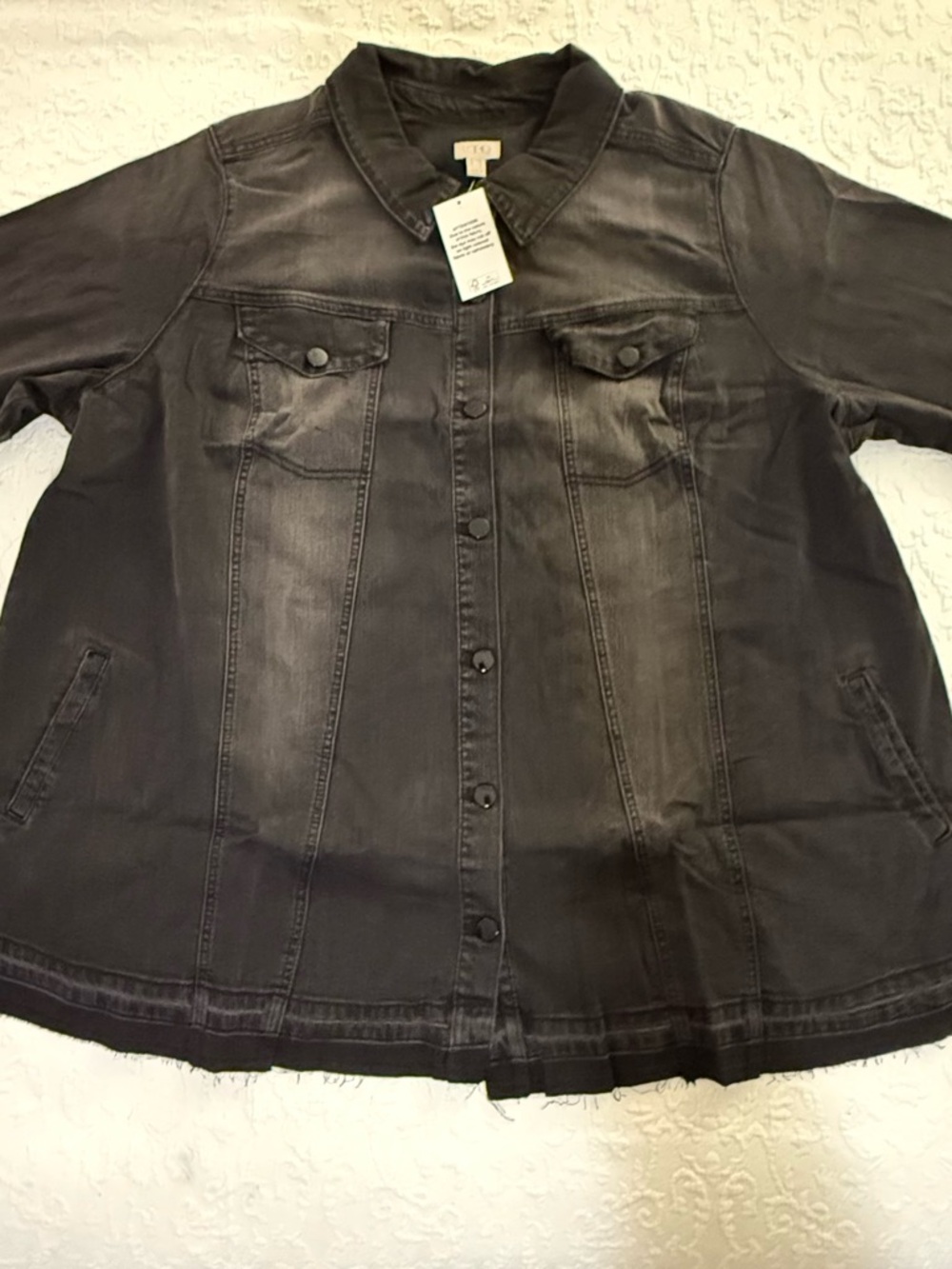 LOGO by Lori Goldstein Washed Black Denim Jacket